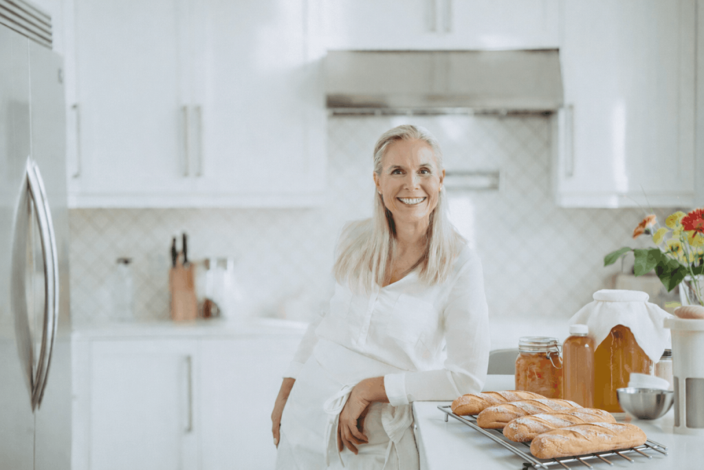 Baking in a bright kitchen